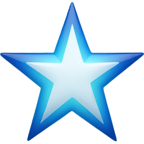blue star with 11 angle in the center have a white tick emoji