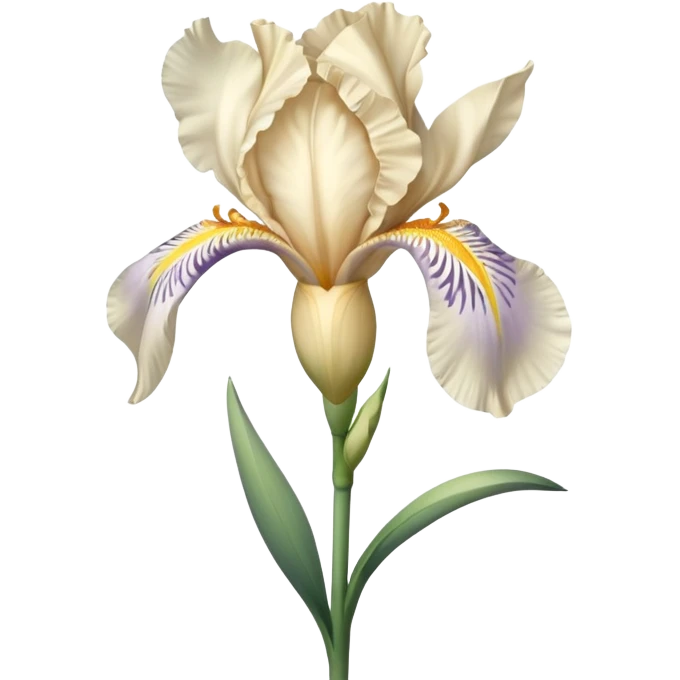 single Cream Iris, straight stem emoji