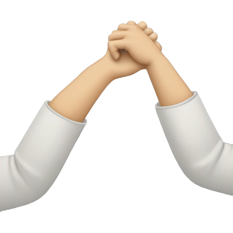 Make a arm in 60 degree angle and a another hand is holding the first arm joint emoji
