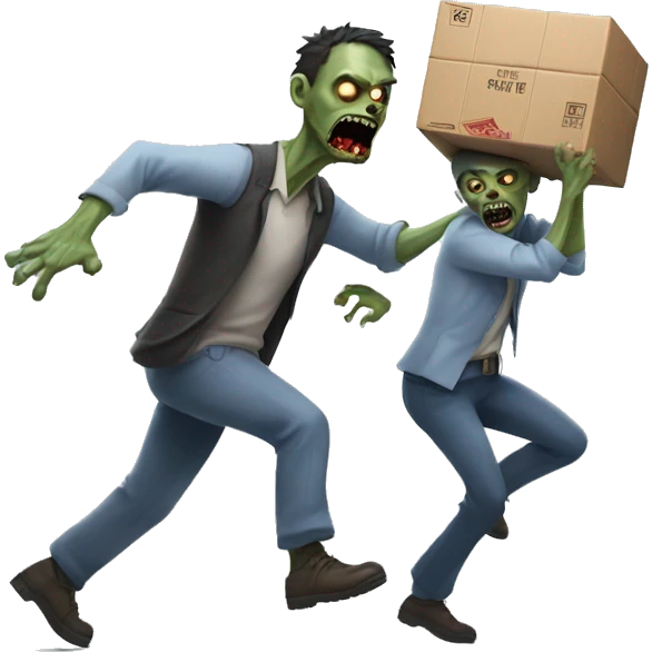 Zombie chasing delivery man emoji