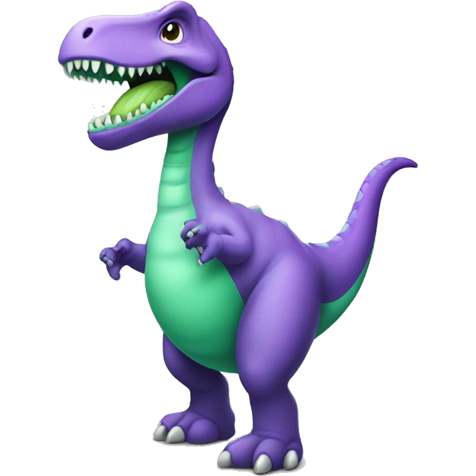 Purple dinosaur with a mint green tummy emoji