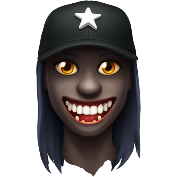 baseball cap black star and vampire fangs  emoji