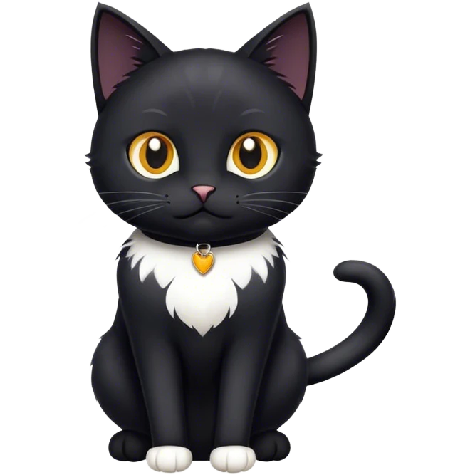 black cat white paws white chest emoji