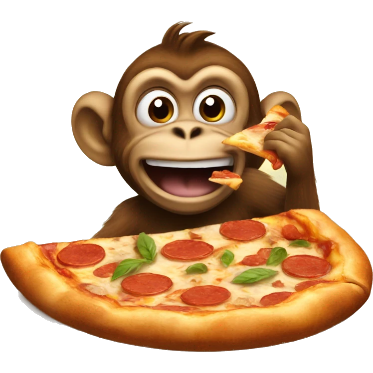 a monkey eating pizza emoji