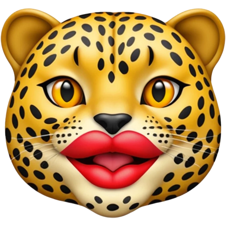 leopard kiss, lip print with leopard print, emoji style emoji