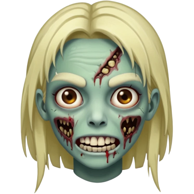 Faça uma zombie mulher com grillz com olhos castanhos liso partido ao meio emoji