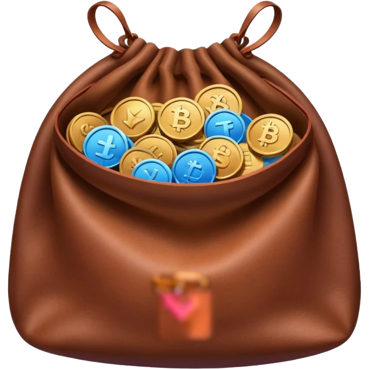 Coins inside brown leather bag, make bag always brown  color

Coins inside gradient color - Blue to pink emoji
