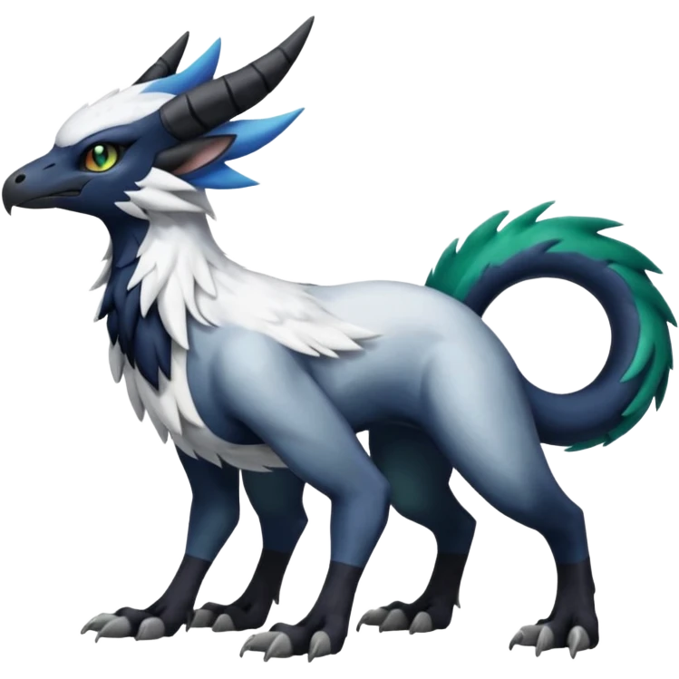 Shiny Black Grey White and Dark-Green Trico-Nargacuga-Silvally-Absol-fusion emoji