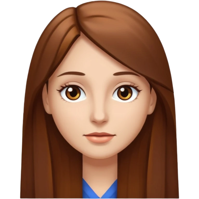 Uma mulher branca, olhos castanhos, cabelo castanho, longo e liso  emoji