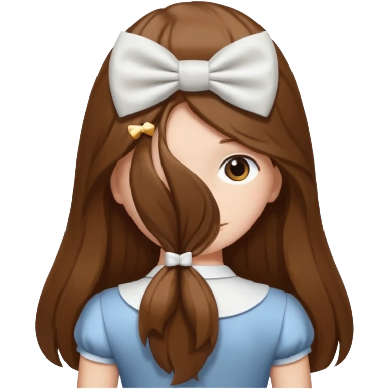 Brown long hairs with white bow from the back emoji
