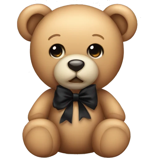 Cute teddy bear with black bow emoji