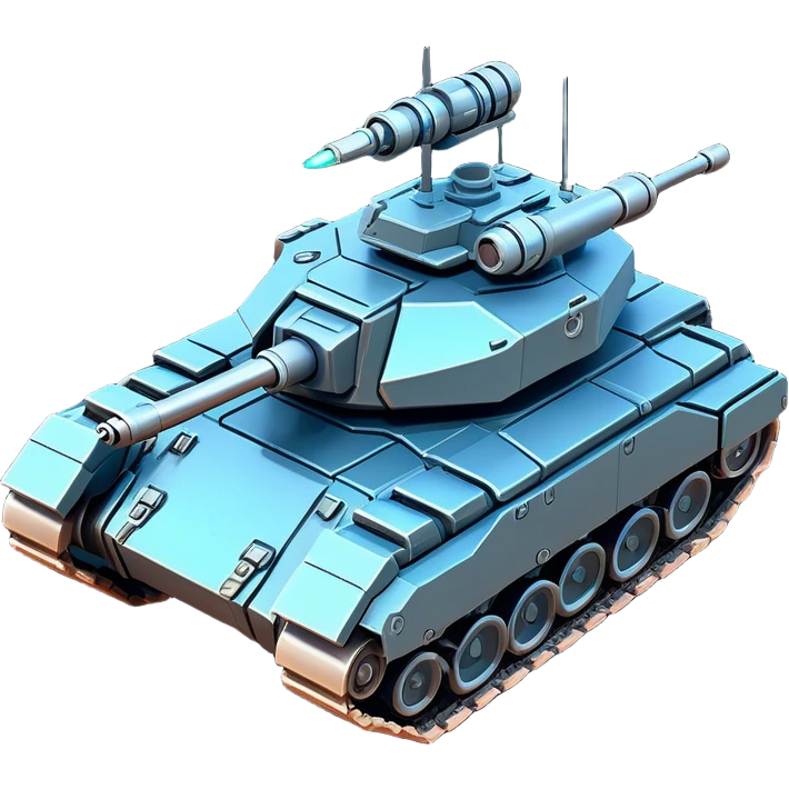 Clash of Clans aesthetic: Cinematic heroic Space Tank Emoji, rendered in a 3D vector-style similar to standard emojis with minimal shading and bold, simplified shapes. A robust, isometric armored vehicle with sleek futuristic plating and energy cannons, softly glowing with a high-tech cosmic combat charm. Simplified yet unmistakably iconic, highly detailed and consistent, glowing with a soft radiant shine and high gloss. Stylized with a touch of intergalactic warfare and a soft glowing outline, capturing the essence of a futuristic battle machine with a friendly, playful spirit! emoji