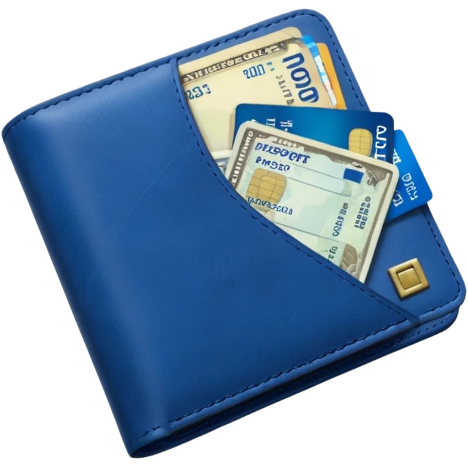 Travel lue wallet – larger, holds passport and tickets.
 emoji