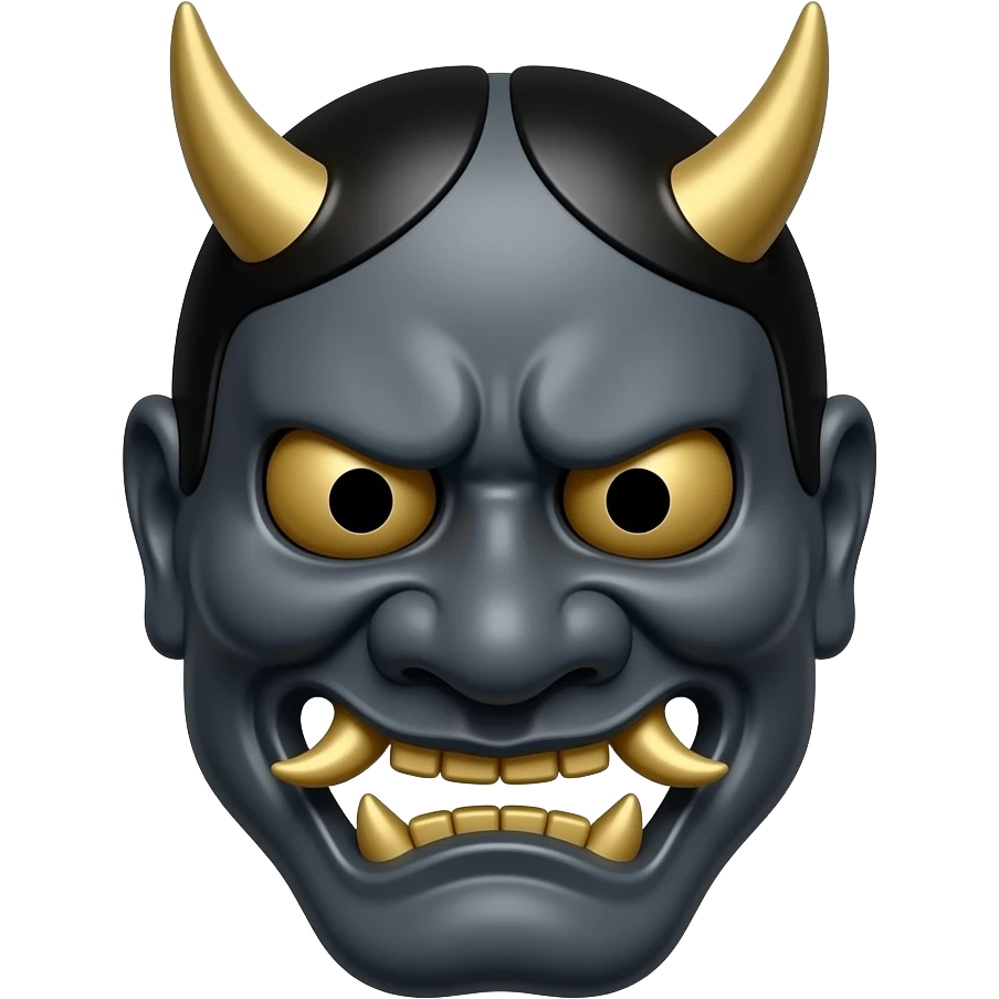 black oni mask japanese style dark eyes emoji