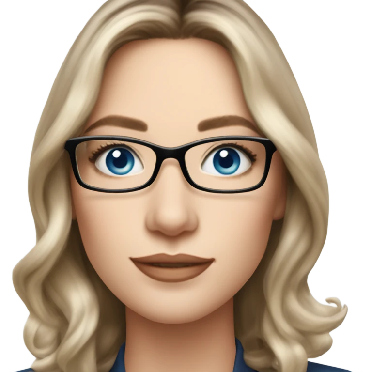Shoulder length Balayage pale beautiful corporate woman with glasses and blue eyes emoji