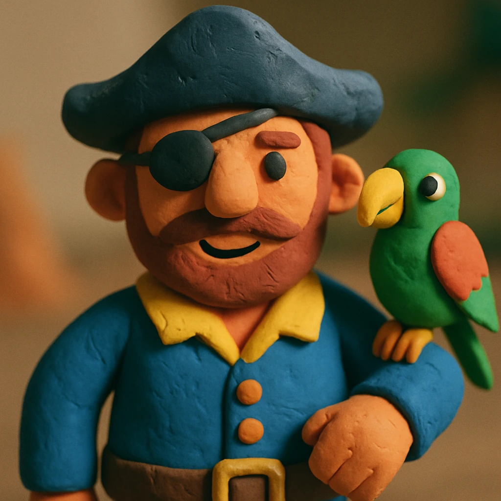 pirate with eye patch and parrot emoji