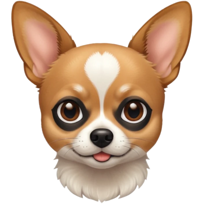 Chihuahua with white black fur on the forehead and a brown snout with a black nose emoji