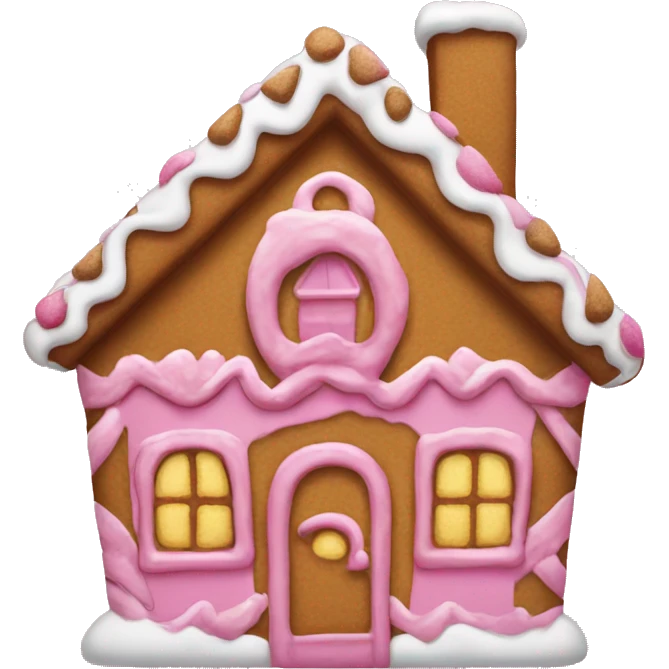 A pink gingerbread house emoji