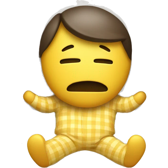 yellow emoji man with pillow head in pajamas in bad emoji