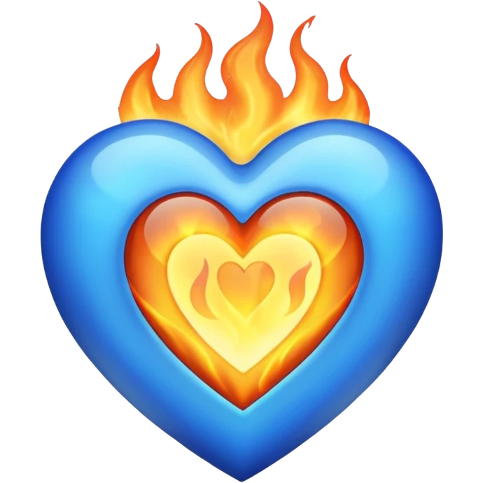 blue heart with blue flames  emoji