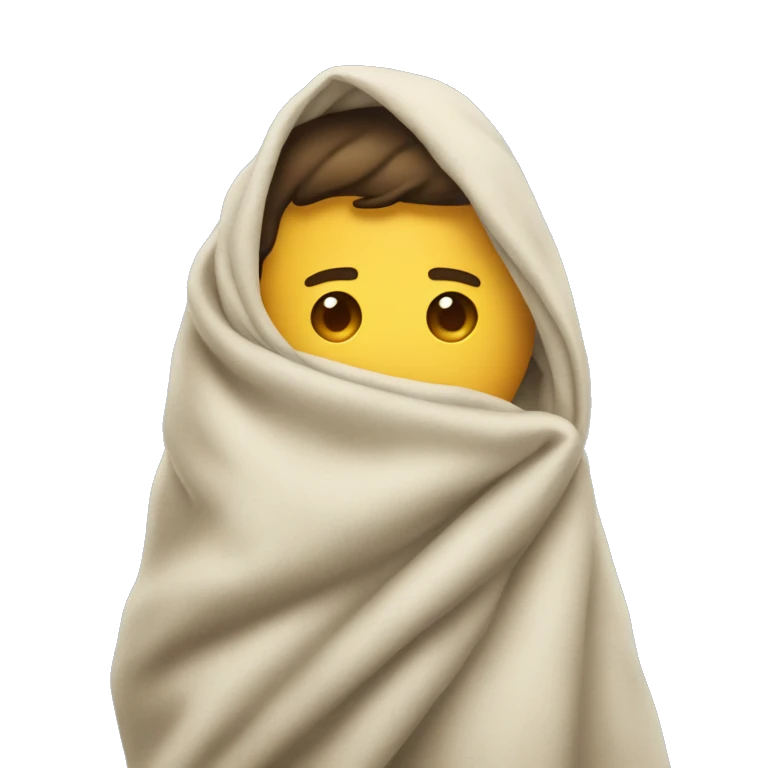 A man with his hand hiding in his blanket emoji