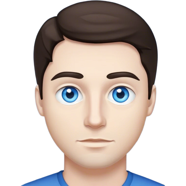 Dark Brown hair blue eyed white guy emoji