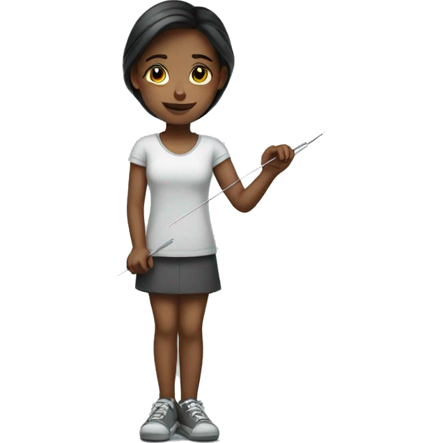 A girl standing with needle emoji