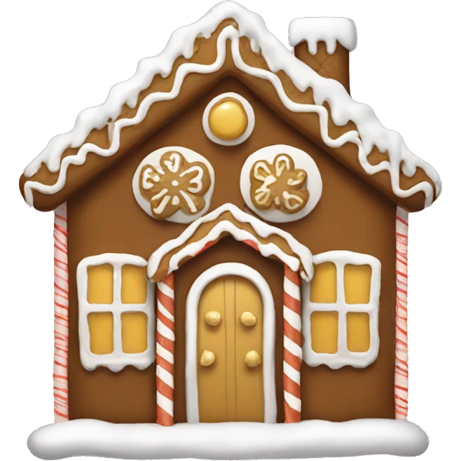 Brown and white and gold gingerbread house emoji