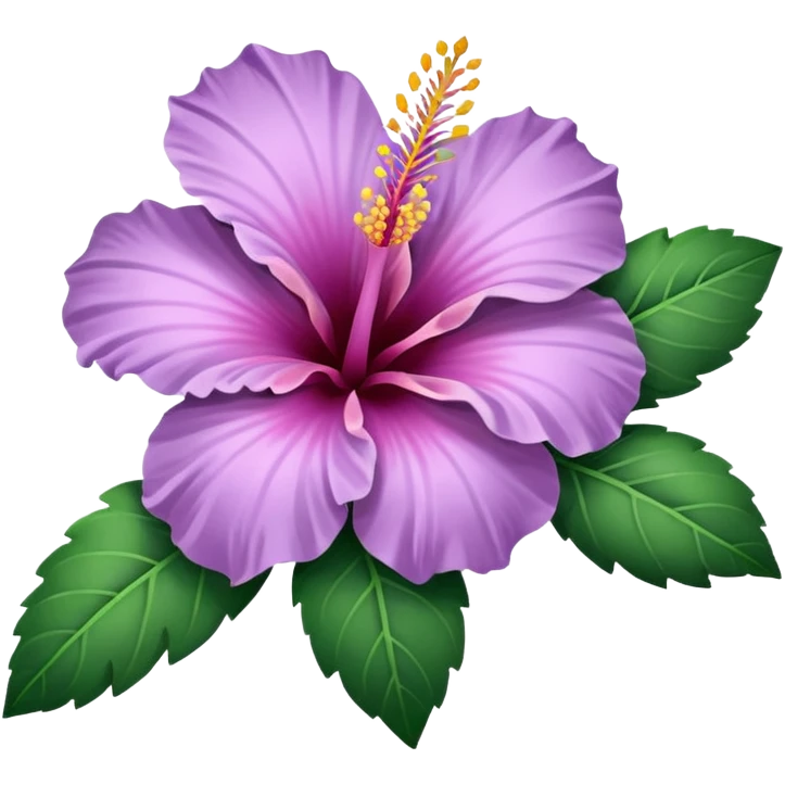 single lilac hibiscus blossom with 6 branch  facing left in png form  emoji