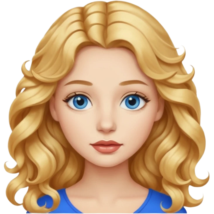 Junge Frau mit welligem goldenen Haar und blauen Augen und Volumen Lippen 2ml emoji
