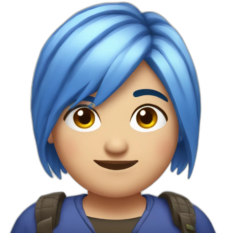 Older fat lesbian Chilean very short spiky bright blue hair emoji