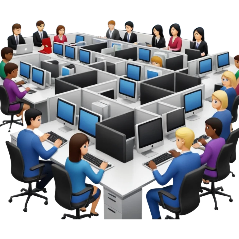 oficina grande con muchas personas trabajando emoji