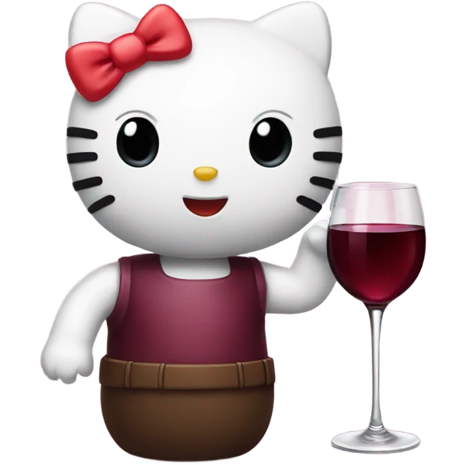 Hello Kitty drinking red wine emoji