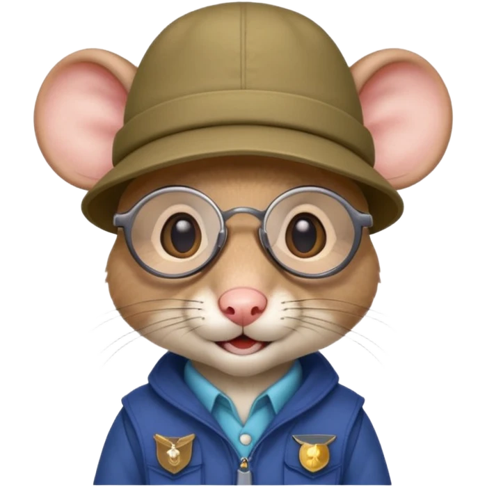 humaniod mice with a scout hat with glasses emoji