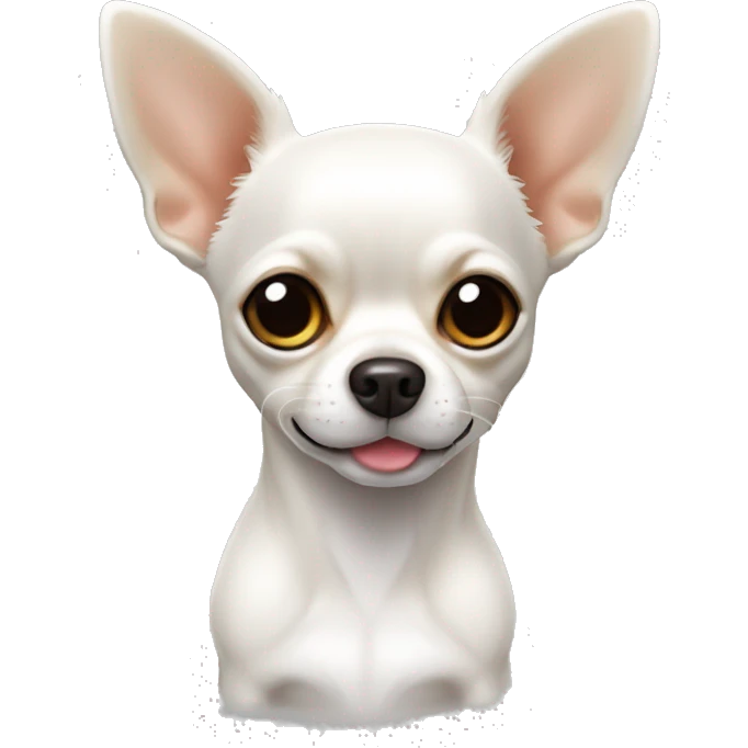 Perrito chihuahua color blanco completamente con lengüita de fuera emoji