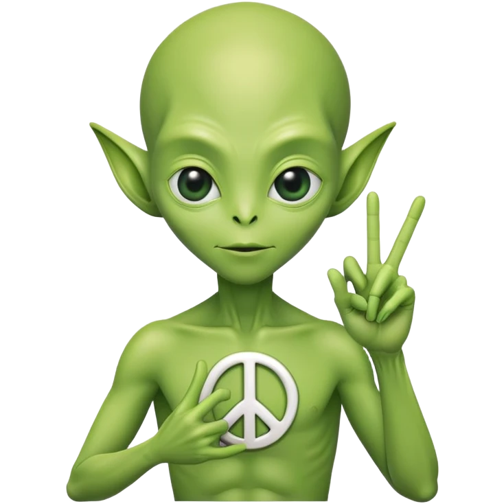green alien holding peace sign emoji