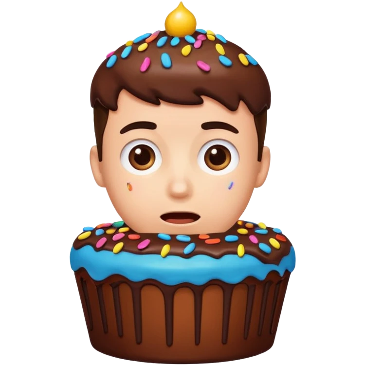 cake with a man hiding inside emoji