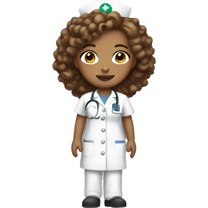 Light skin nurse with curly brown hair emoji