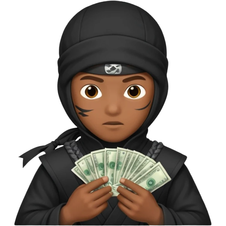 Niño ninja con dinero emoji