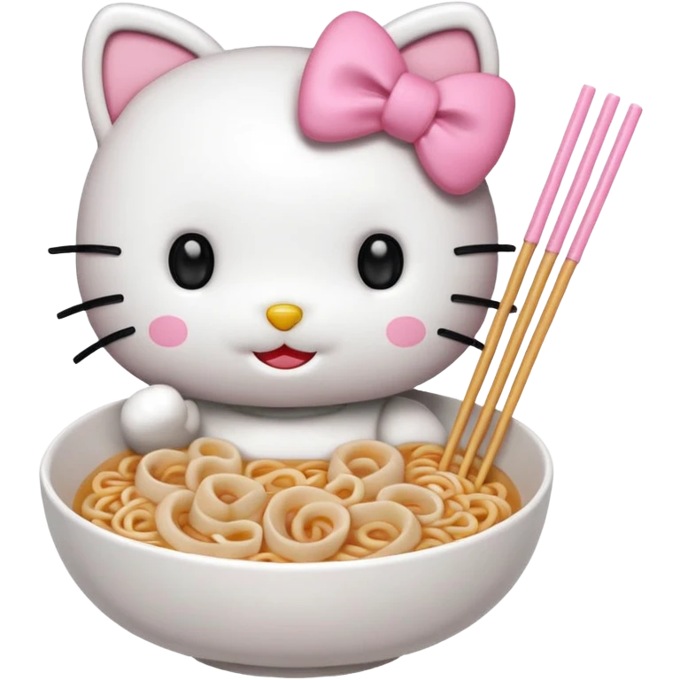 Hello Kitty eating udon noodles emoji