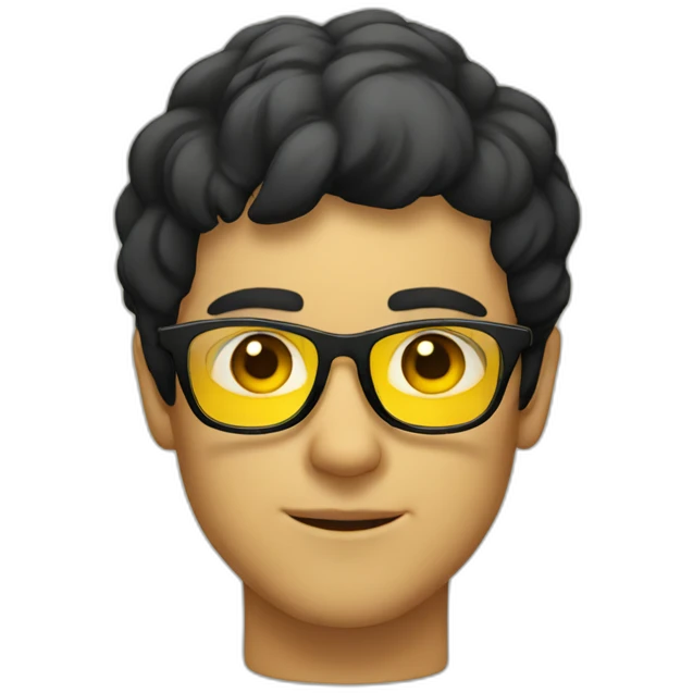 Man with yellow tinted glasses and black hair  emoji