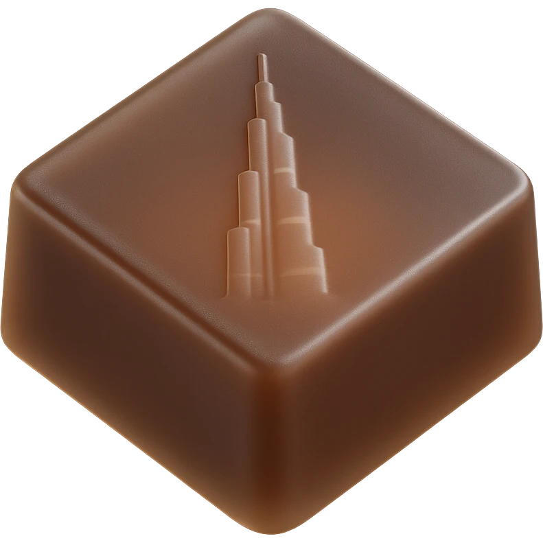 matte glass style chocolate with Dubai luxury vibe emoji
