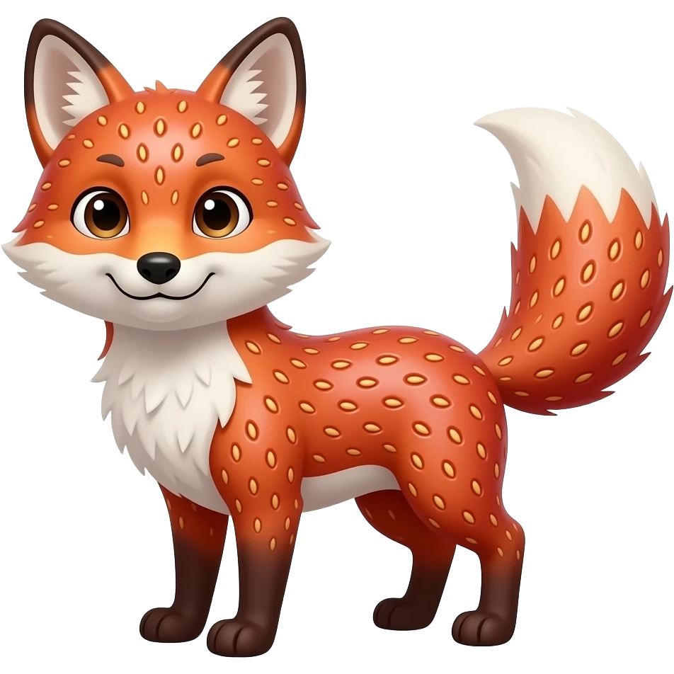 fox with strawberry texture emoji