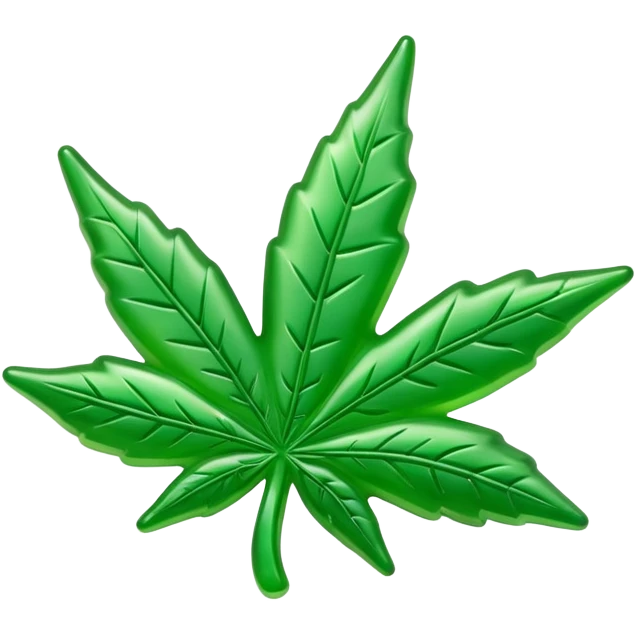 generate an emoji-style image of a gusher gummy shaped like a marijuana leaf emoji
