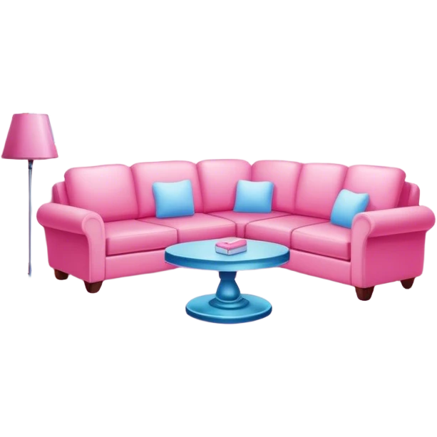 Living room in the color of pink cotton candy emoji