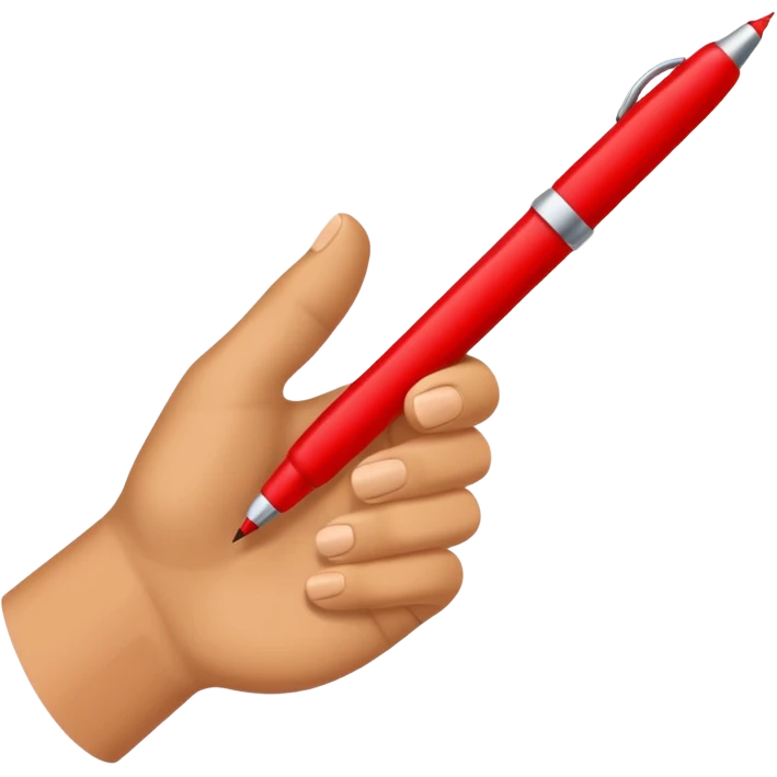 рука телесного цвета пишет красной ручкой emoji
