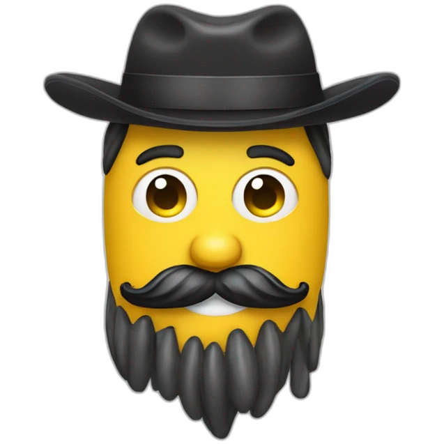 Un homme  blanc avec une frange une grosse bouche avec une moustache dans un costume de banane emoji