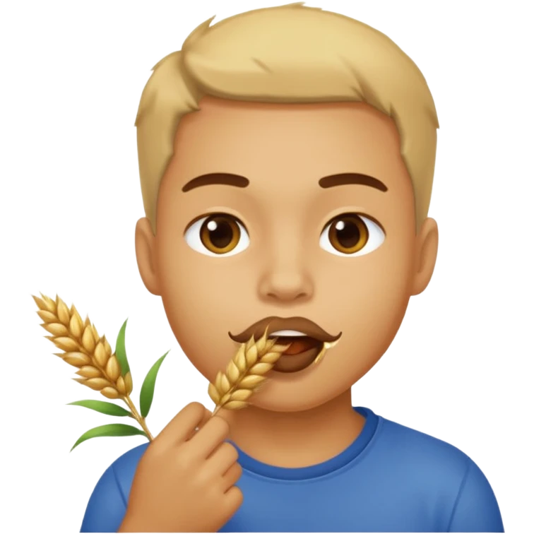 Campechano mordiendo una ramita de trigo en la boca emoji