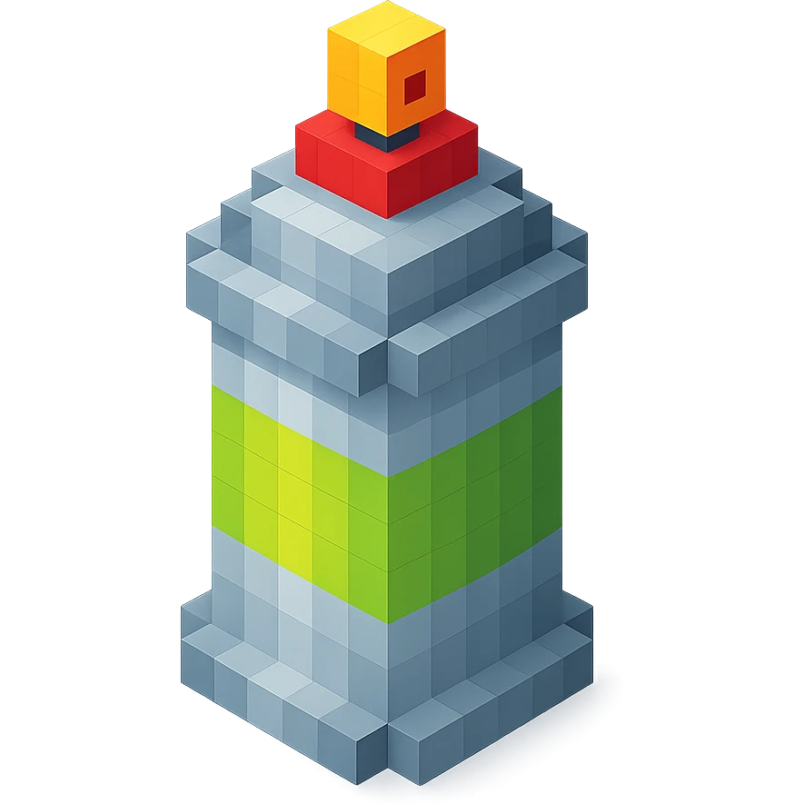 voxel style spray paint can, generic color, isometric view emoji