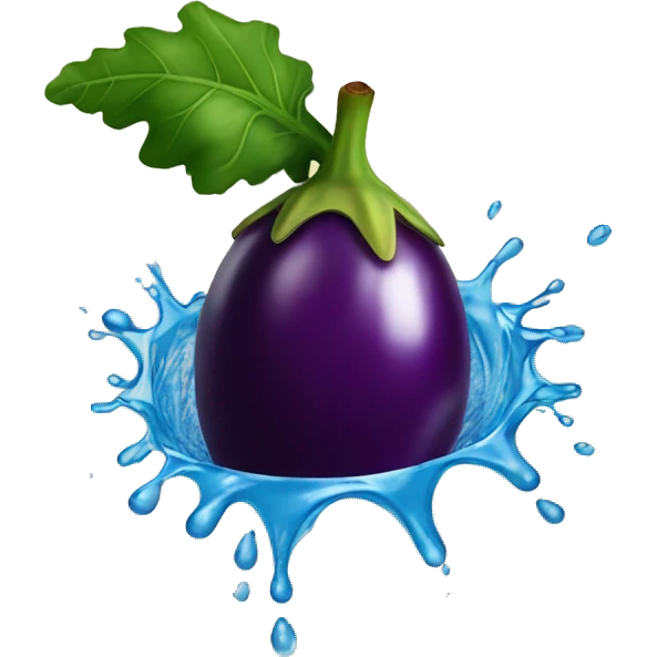 Hole with aubergine going in and water splash emoji